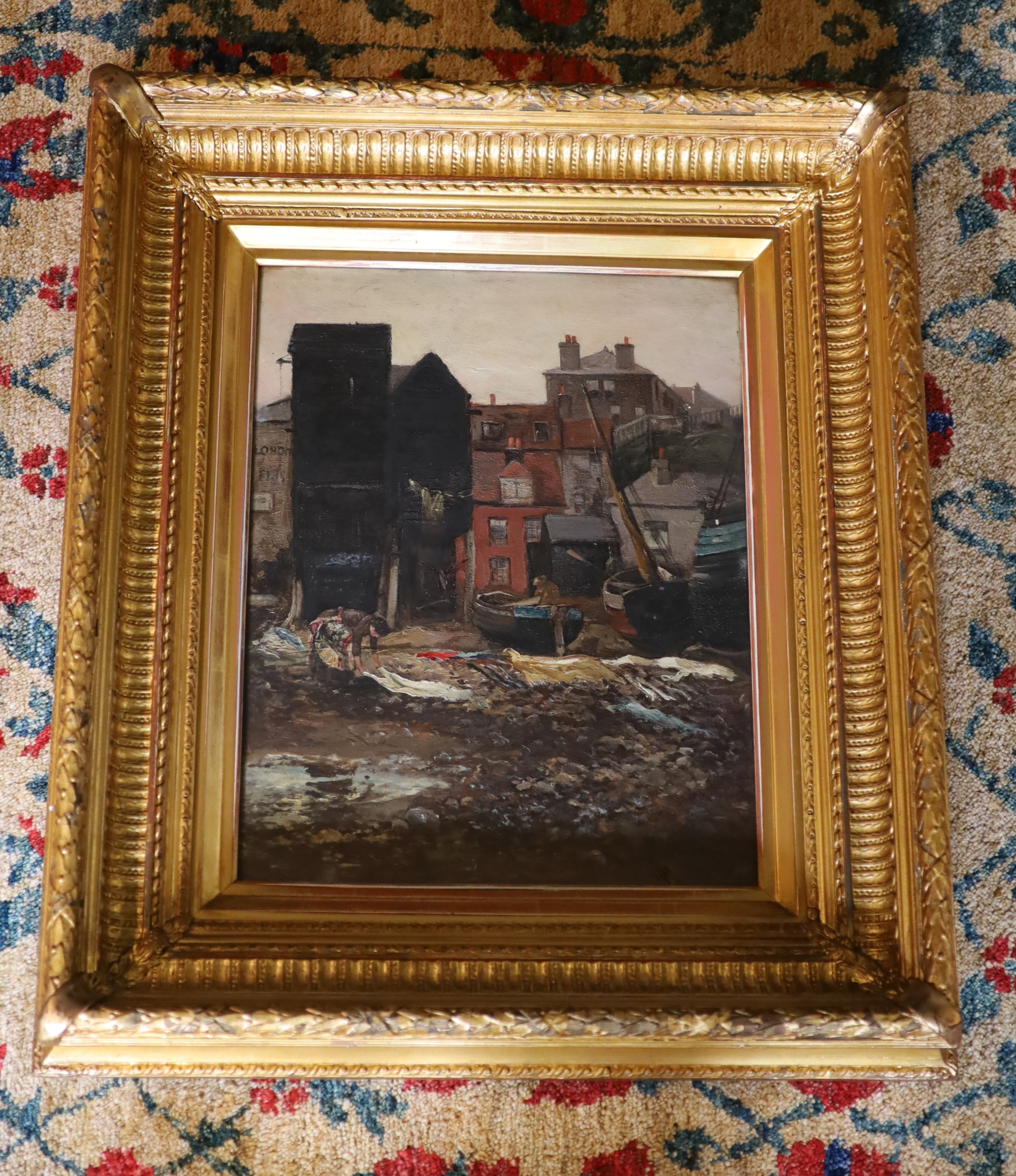 Alfred de Breanski (1852-1928), oil on board, ‘No3, The Fishermen’s Quarter, Hastings’, signed and dated 1882, 45 x 35cm